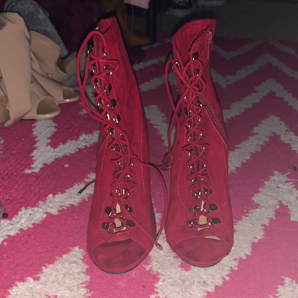 Red laced boots